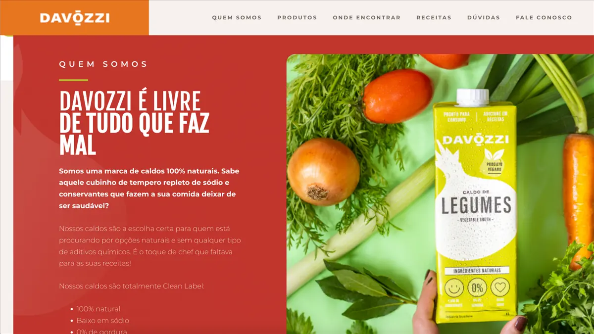 Caldos da Vozzi — pré-visualização do site