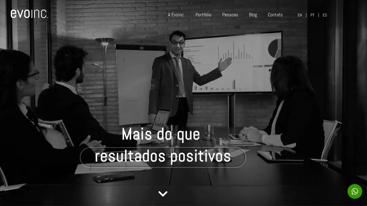 EVOINC — pré-visualização do site