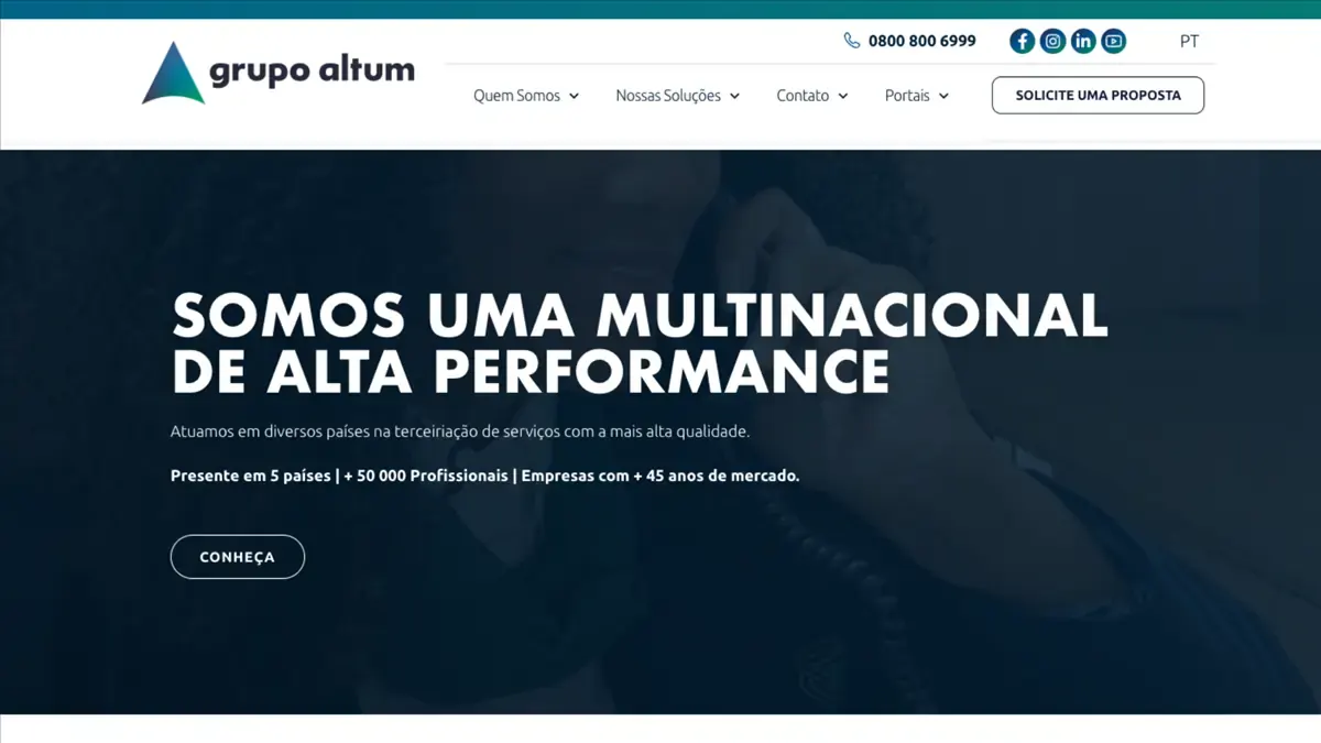 Site ou sistema Grupo Altum, site institucional