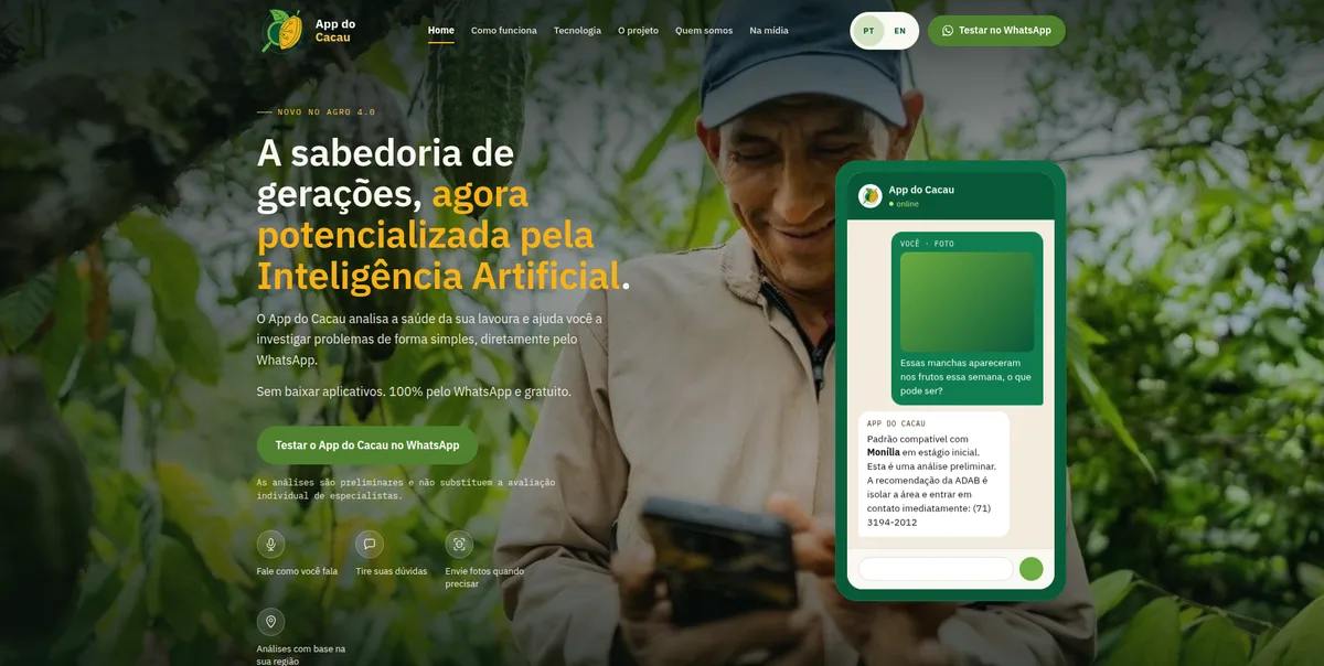 Tela do projeto App do Cacau
