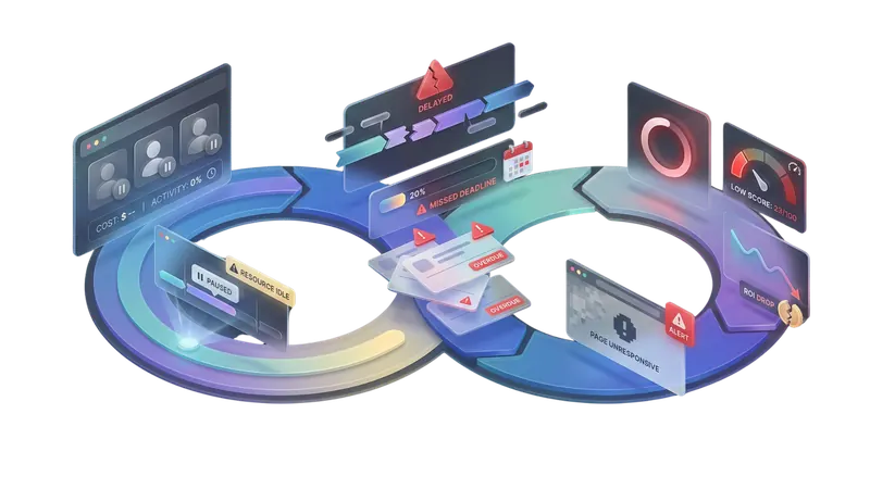 Ilustração de fluxos e operações digitais